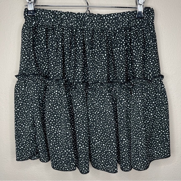 Black White Dot Print Ruffle Mini Skirt Retro Peasant Pull On Size 4 - Picture 3 of 6